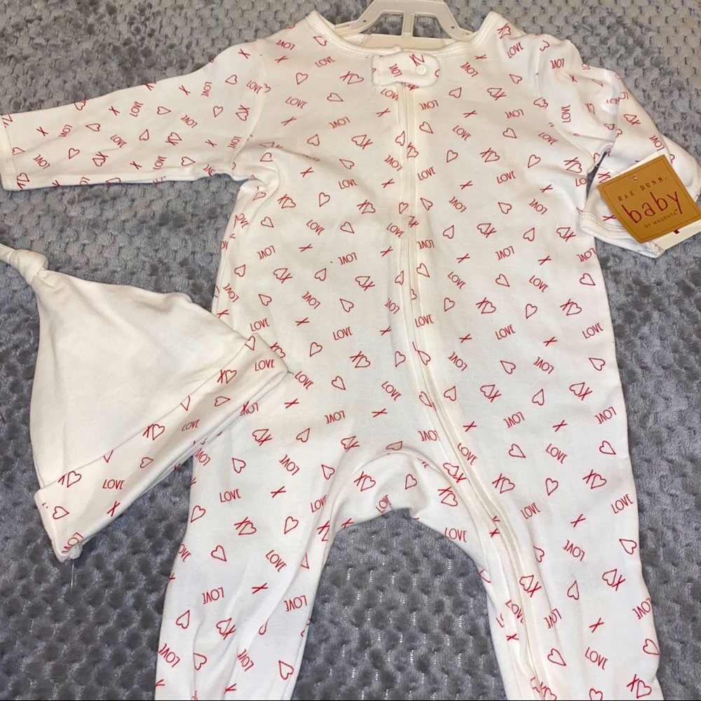 Rae Dunn XOXO Baby long sleeve footed onesie LOVE